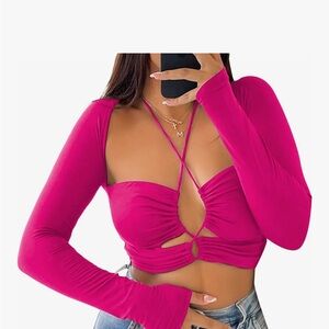 Cutout Long Sleeve Crop Top